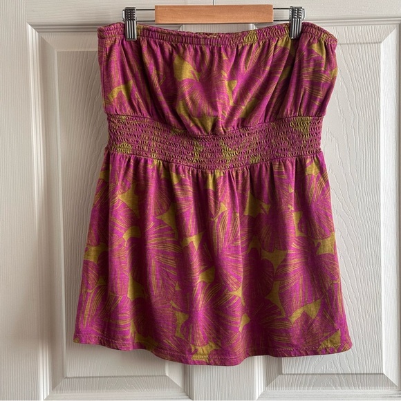 Old Navy Y2K Purple Tropical Strapless Tube Top Women’s Size Large - Picture 1 of 4